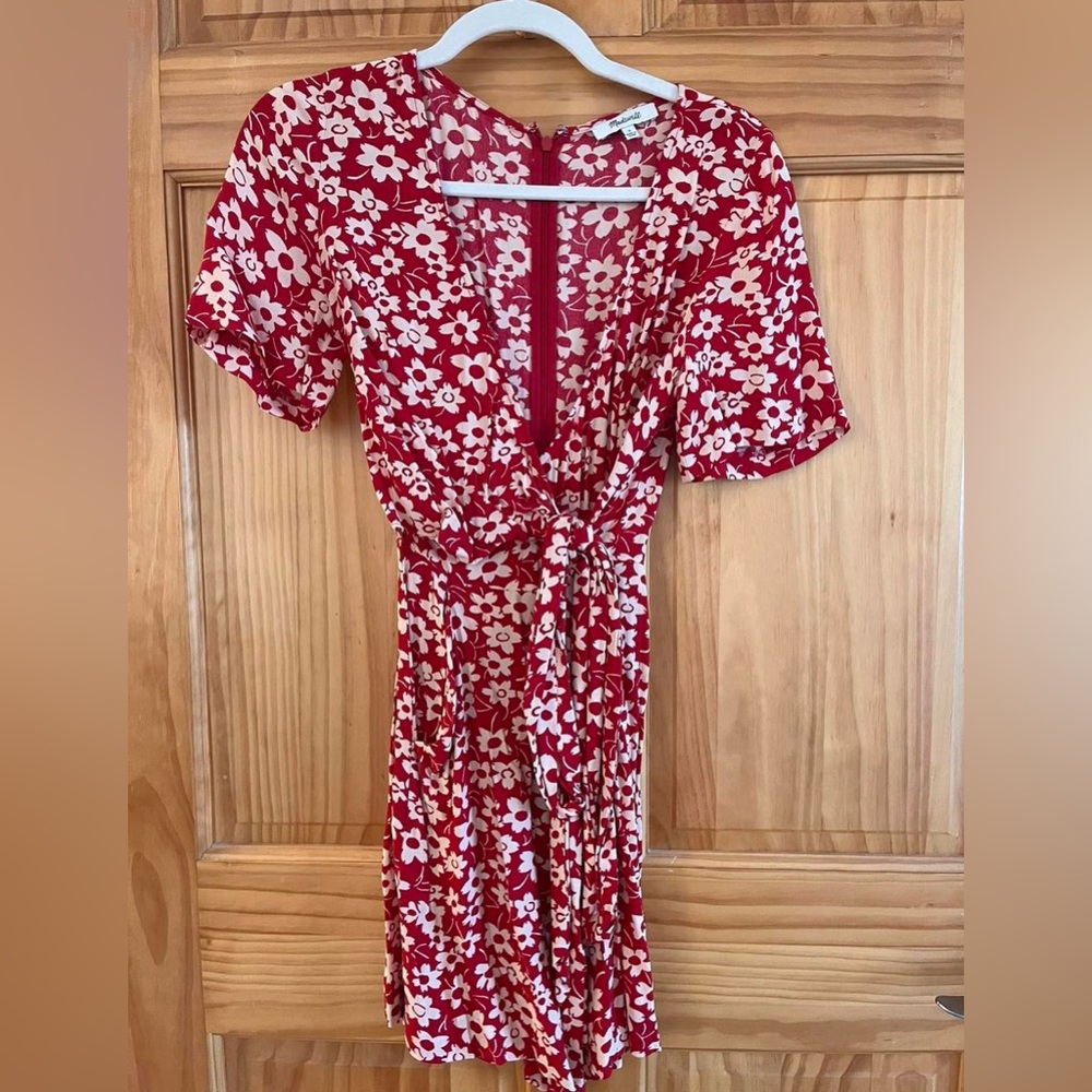 Madewell Red Floral Romper, size 0
